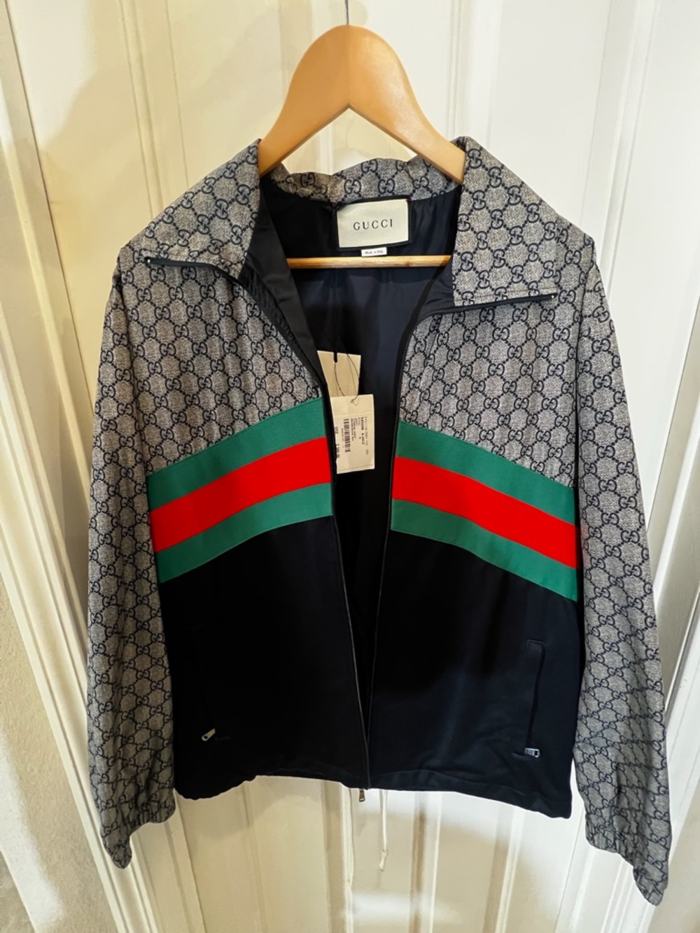Gucci Black Jacket with Green & Red Web Stripe